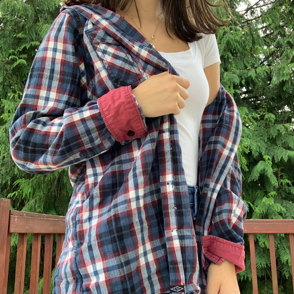 Blue red and white flannel